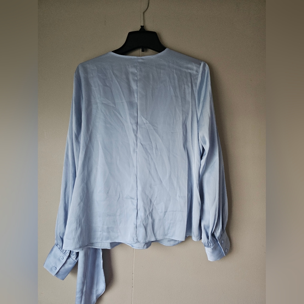 Worthington Soft Blue Wrap Blouse - Picture 5 of 16